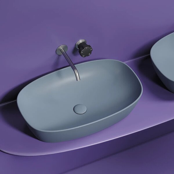 Раковина Ceramicanova овальная (цвет Серо-Голубой Матовый) Element 600*380*138мм