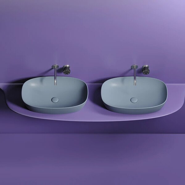 Раковина Ceramicanova овальная (цвет Серо-Голубой Матовый) Element 600*380*138мм