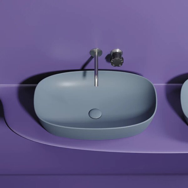 Раковина Ceramicanova овальная (цвет Серо-Голубой Матовый) Element 600*380*138мм