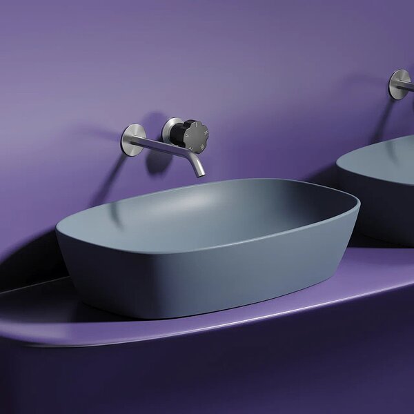 Раковина Ceramicanova овальная (цвет Серо-Голубой Матовый) Element 600*380*138мм
