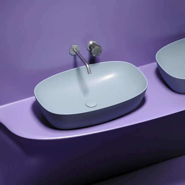 Раковина Ceramicanova овальная (цвет Серо-Голубой Матовый) Element 600*380*138мм