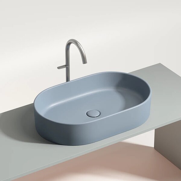 Раковина Ceramicanova овальная (цвет Серо-Голубой Матовый) Element 608*385*122мм