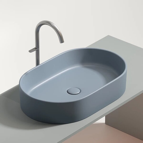Раковина Ceramicanova овальная (цвет Серо-Голубой Матовый) Element 608*385*122мм