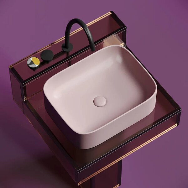 Раковина Ceramicanova прямоугольная (цвет Розовый Матовый) Element 505*380*150мм