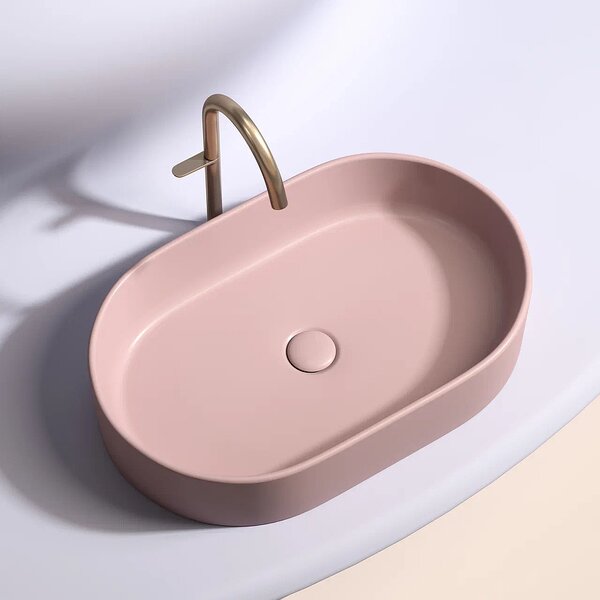 Раковина Ceramicanova овальная (цвет Розовый Матовый) Element 608*385*122мм