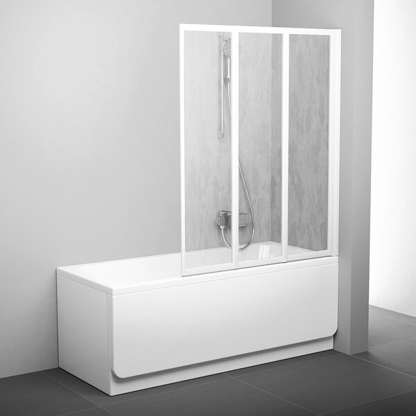 Шторка для ванны Ravak VS3 130 белая, стекло матовое (рейн)