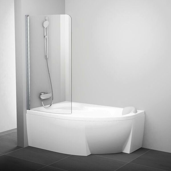 Шторка для ванны Ravak CVSK1 Rosa 160/170 L белая, стекло прозрачное