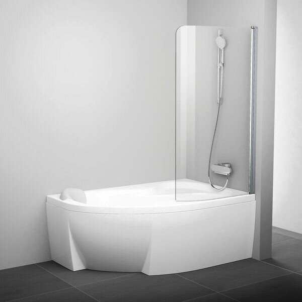 Шторка для ванны Ravak CVSK1 Rosa 160/170 P белая, стекло прозрачное