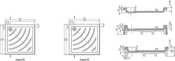 Душевой поддон Ravak Angela-80 EX 80х80 под плитку, акриловый A004401320