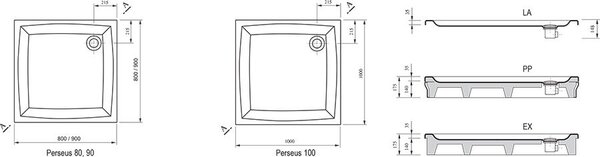 Душевой поддон Ravak Perseus-100 PP 100х100 A02AA01510