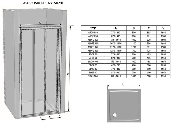 Душевая дверь Ravak Supernova ASDP3-120 черный профиль, матовое стекло 00VG03R2ZG