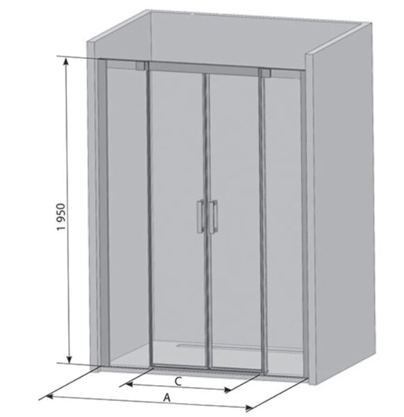 Душевая дверь Ravak 180 MSD4 блестящий+стекло прозрачное 0WKY0C00Z1