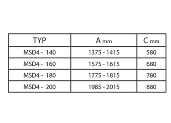 Душевая дверь Ravak 140 MSD4 блестящий+стекло прозрачное 0WKM0C00Z1