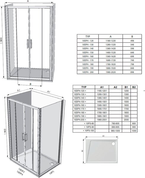 Душевая дверь Ravak 10° 10DP4-120 белый