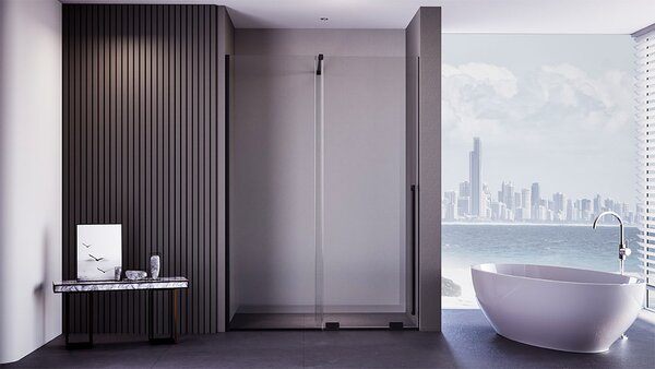 Душевая дверь Veconi Premium Trento PTDW-50B, 1400x2000, черный матовый, стекло прозрачное, регулируемая ширина 1380-1390 мм