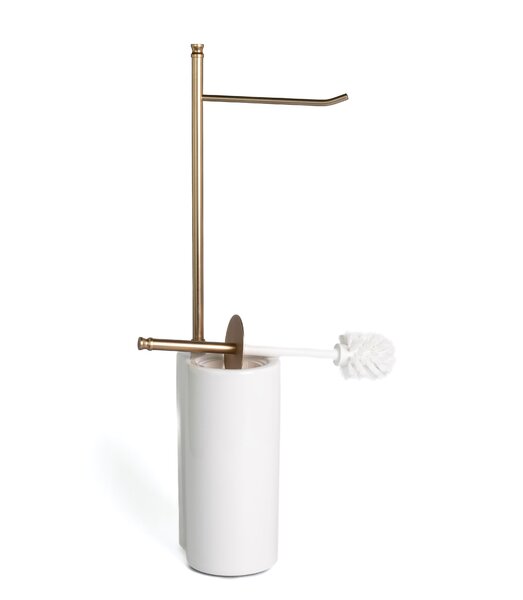 Стойка Stil Haus Hashi 972(18) h62 см: бумагодержатель/белый керамический ерш, матовое золото