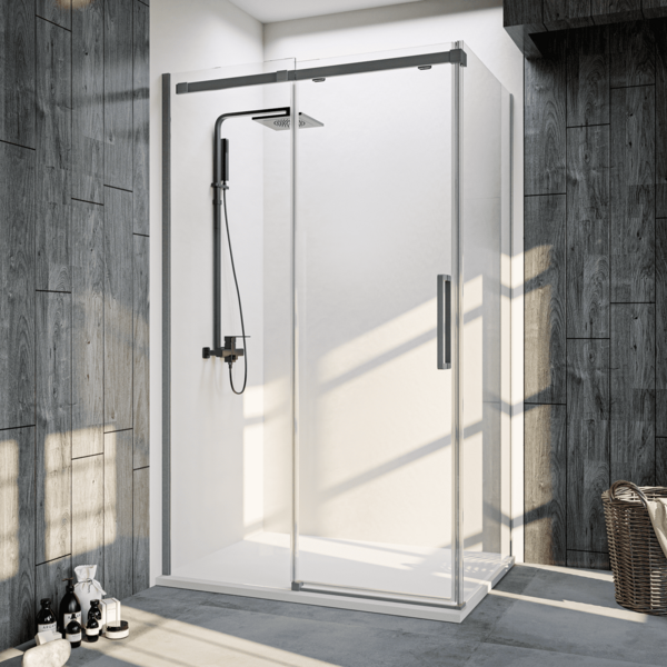 Душевой угол Veconi Rovigo RV-070GR, 1500х800х1950, брашированный графит, стекло прозрачное