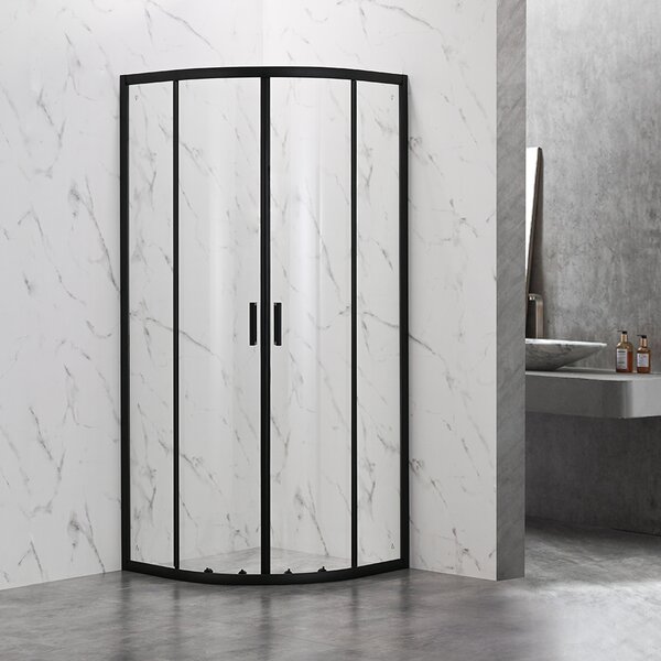 Душевой угол Veconi Rovigo RV-202B, 800x800x1900, черный, стекло прозрачное
