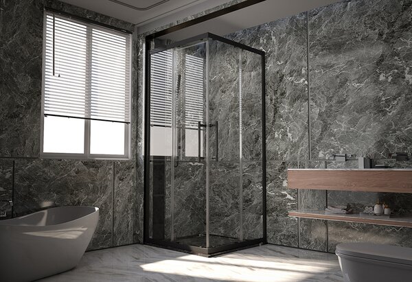 Душевой угол Veconi Premium Trento PTC-20B, 1200Х800x2000, черный матовый, стекло прозрачное