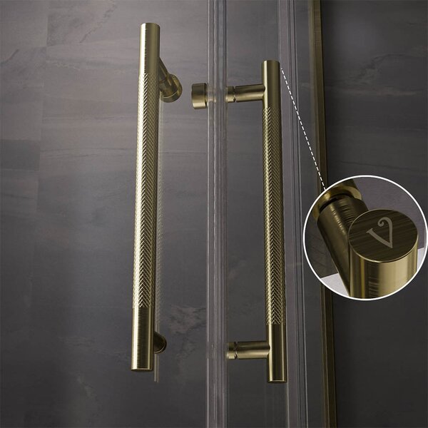 Душевой угол Veconi Premium Trento PTC-20G, 1100Х900x2000, брашированное золото, стекло прозрачное