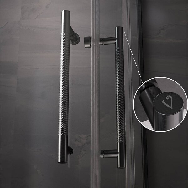 Душевой угол Veconi Premium Trento PTC-20GR, 1000Х900x2000, брашированный графит, стекло прозрачное