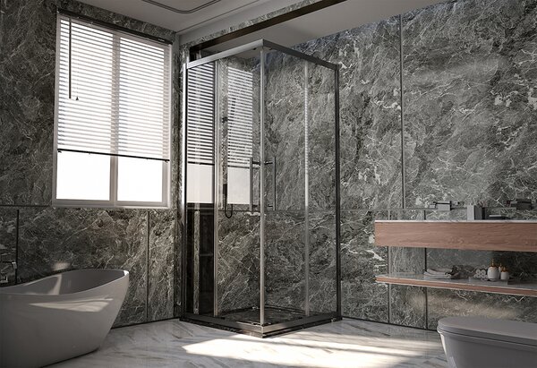 Душевой угол Veconi Premium Trento PTC-20GR, 800Х800x2000, брашированный графит, стекло прозрачное