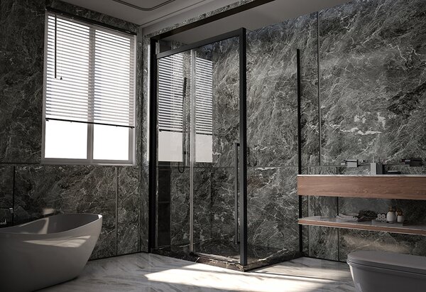 Душевой угол Veconi Premium Trento PTC-SP-30B, 1400х800x2000, черный матовый, стекло прозрачное