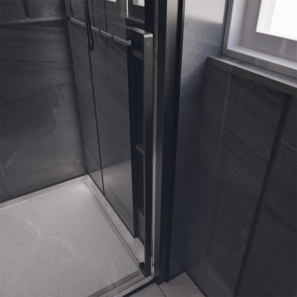 Душевой угол Veconi Premium Trento PTC-SP-30B, 1400х800x2000, черный матовый, стекло прозрачное