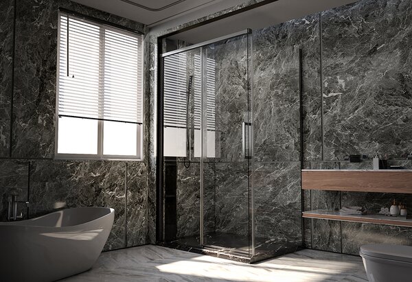 Душевой угол Veconi Premium Trento PTC-SP-40GR, 1200х900x2000, брашированный графит, стекло прозрачное