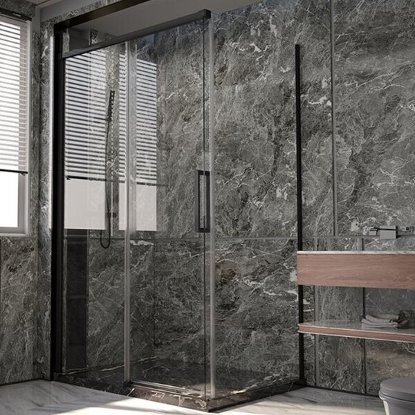 Душевой угол Veconi Premium Trento PTC-SP-40B, 1300х800x2000, черный матовый, стекло прозрачное