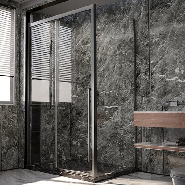 Душевой угол Veconi Premium Trento PTC-SP-30GR, 1200х800x2000, брашированный графит, стекло прозрачное
