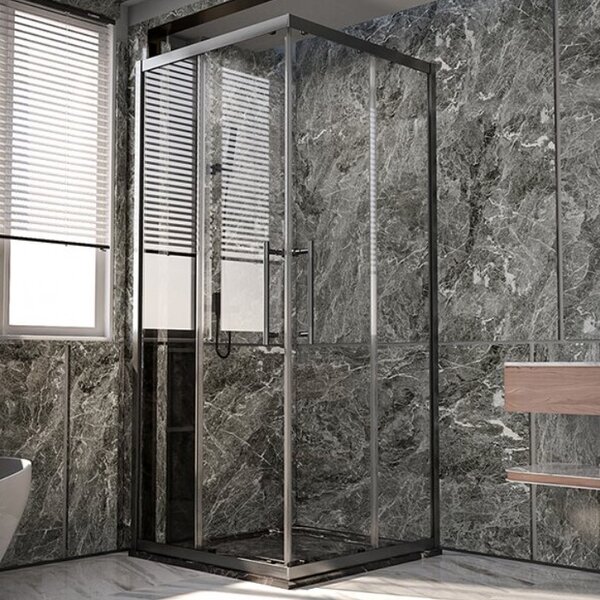 Душевой угол Veconi Premium Trento PTC-20GR, 800Х800x2000, брашированный графит, стекло прозрачное