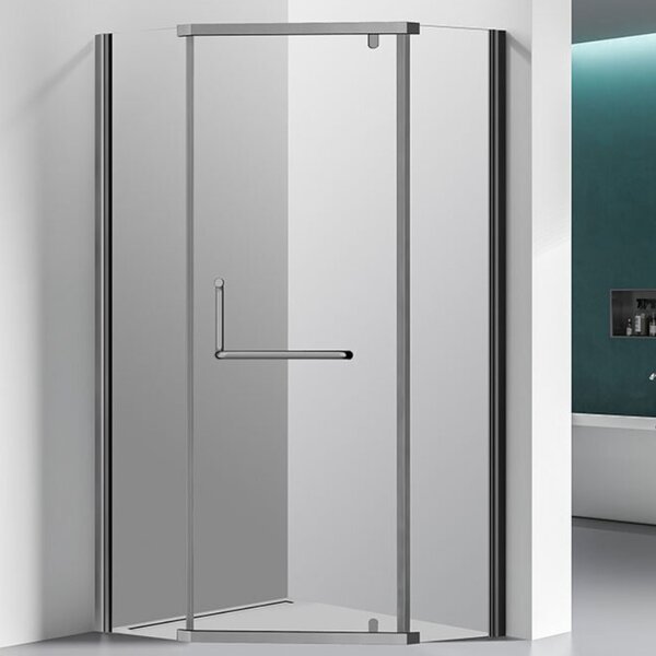 Душевой угол Veconi Rovigo RV-36GR, 1000x1000x1950, брашированный графит, стекло прозрачное