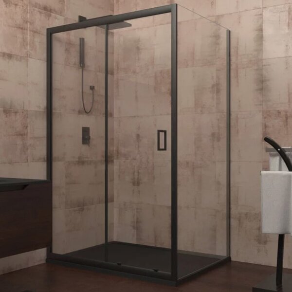 Душевой угол Veconi Rovigo RV-040B, 1100х800х1850, черный, стекло прозрачное