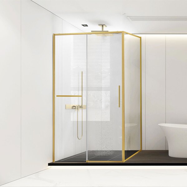 Душевой уголок Vincea Slim Soft VSR-1SS9011CLG, 1100*900, брашированное золото, стекло прозрачное