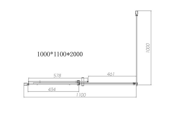 Душевой уголок Vincea Dice VSR-4D1011CLB, 1100*1000, черный, стекло прозрачное