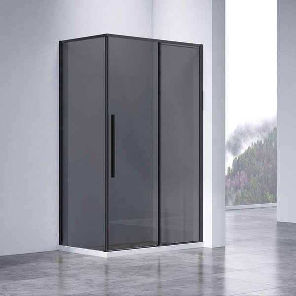 Душевой уголок Vincea Slim-N VSR-4SN9011CGB, 1100*900, черный, стекло тонированное