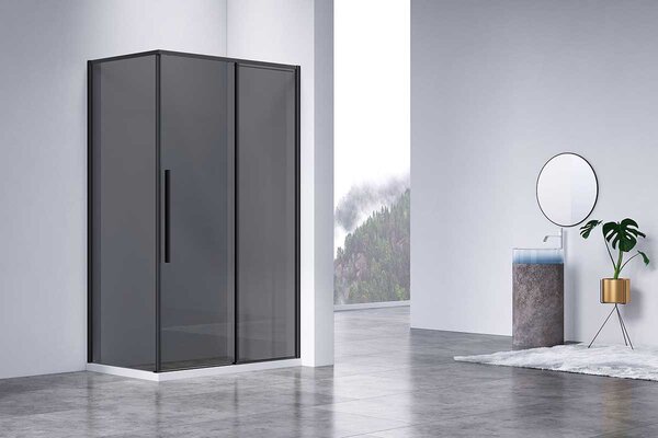 Душевой уголок Vincea Slim-N VSR-4SN8013CGB, 1300*800, черный, стекло тонированное