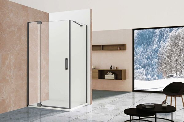 Душевой уголок Vincea Extra VSR-1E901090CLGM, 900/1000*900, вороненая сталь, стекло прозрачное