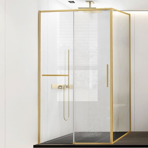 Душевой уголок Vincea Slim Soft VSR-1SS9011CLG, 1100*900, брашированное золото, стекло прозрачное