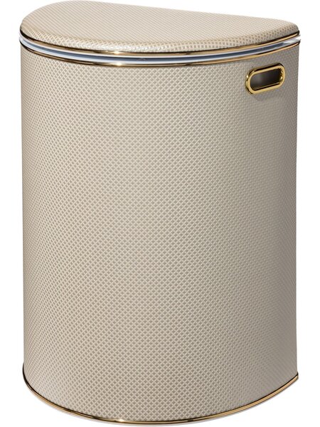 Корзина для белья Geralis RWG-O Ромб белая, кант золото, полукруглая