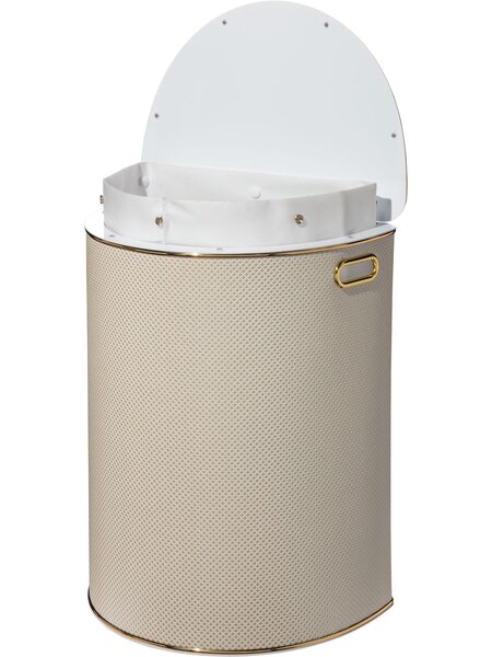 Корзина для белья Geralis RWG-O Ромб белая, кант золото, полукруглая