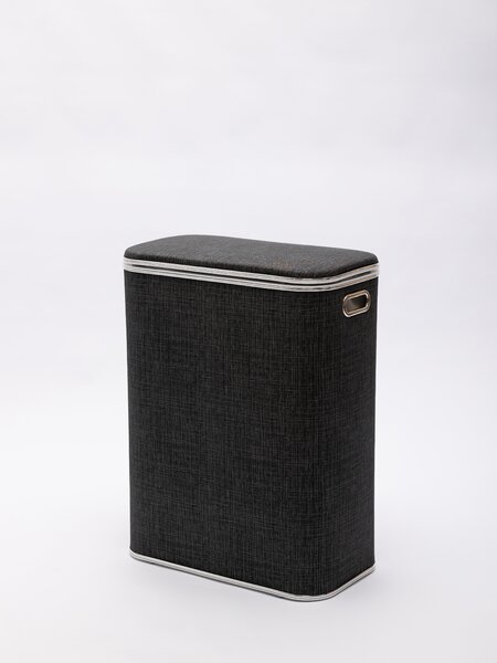Корзина для белья Geralis Вamboo Gray BBH-B, цвет Темно-Серый, кант хром, стандартная