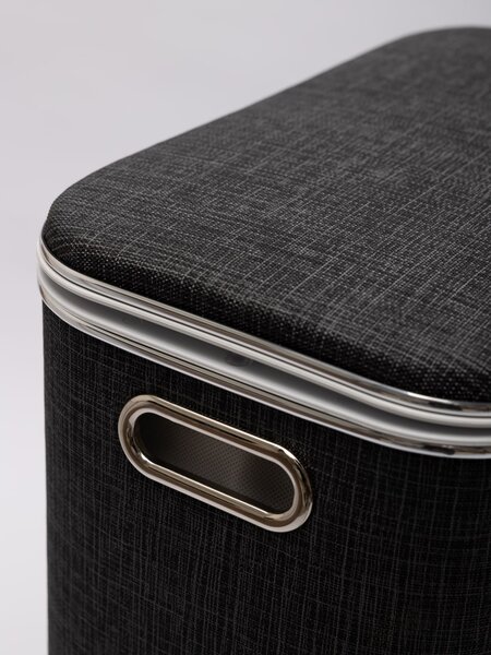 Корзина для белья Geralis Вamboo Gray BBH-B, цвет Темно-Серый, кант хром, стандартная