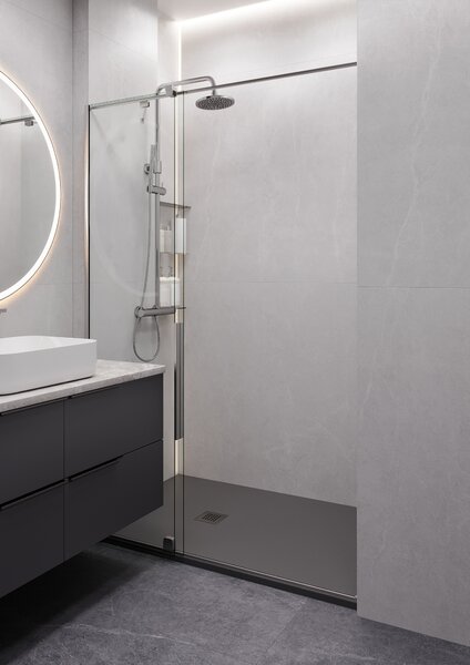 Душевой поддон STAROHOME SOLID 90х80 GREY MATT серый (цемент)