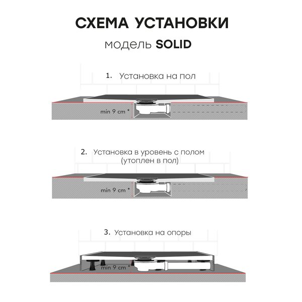 Душевой поддон STAROHOME SOLID 90х80 GREY MATT серый (цемент)