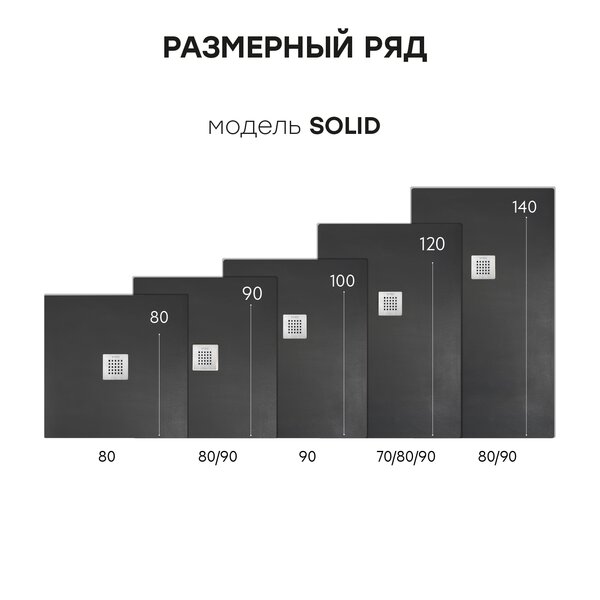 Душевой поддон STAROHOME SOLID 140х80 BLACK MATT черный