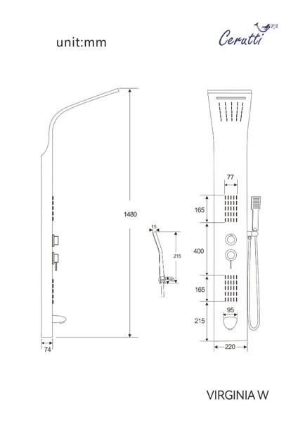 Панель VIRGINIA W душевая Ceruttispa CT9990