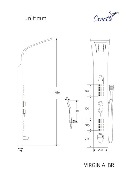 Панель VIRGINIA BR душевая Ceruttispa CT9983