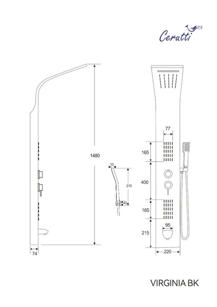 Панель VIRGINIA BK душевая Ceruttispa CT9989